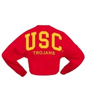 USC Trojans Shirt Womens XL Spirit Jersey Red Oversized Cropped Sweatshirt Shirt